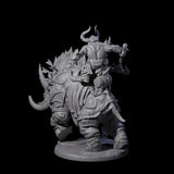 Berserker Dwarf riding Rhino B Miniature for Dungeons and Dragons, Pathfinder or other TTRPGs