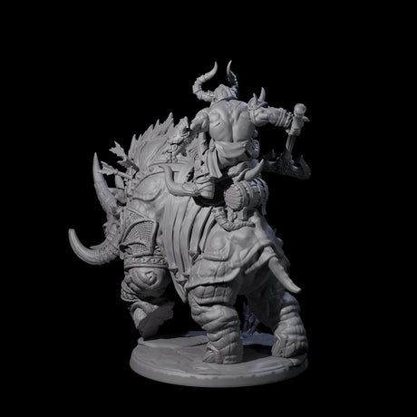 Berserker Dwarf riding Rhino B Miniature for Dungeons and Dragons, Pathfinder or other TTRPGs