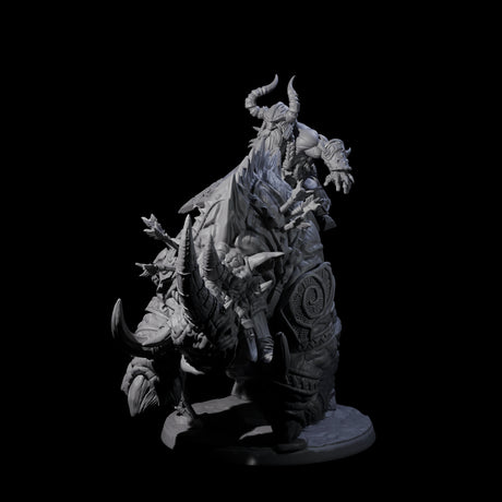 Berserker Dwarf riding Rhino B Miniature for Dungeons and Dragons, Pathfinder or other TTRPGs