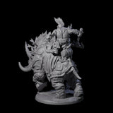 Berserker Dwarf riding Rhino B Miniature for Dungeons and Dragons, Pathfinder or other TTRPGs