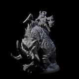Berserker Dwarf riding Rhino C Miniature for Dungeons and Dragons, Pathfinder or other TTRPGs