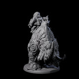 Berserker Dwarf riding Rhino C Miniature for Dungeons and Dragons, Pathfinder or other TTRPGs