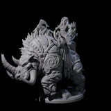 Berserker Dwarf riding Rhino C Miniature for Dungeons and Dragons, Pathfinder or other TTRPGs