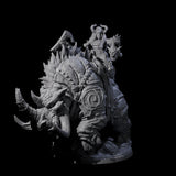 Berserker Dwarf riding Rhino C Miniature for Dungeons and Dragons, Pathfinder or other TTRPGs
