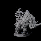 Berserker Dwarf riding Rhino D Miniature for Dungeons and Dragons, Pathfinder or other TTRPGs