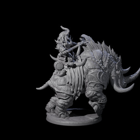Berserker Dwarf riding Rhino D Miniature for Dungeons and Dragons, Pathfinder or other TTRPGs