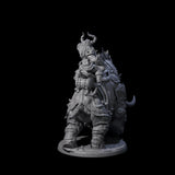 Berserker Dwarf riding Rhino D Miniature for Dungeons and Dragons, Pathfinder or other TTRPGs