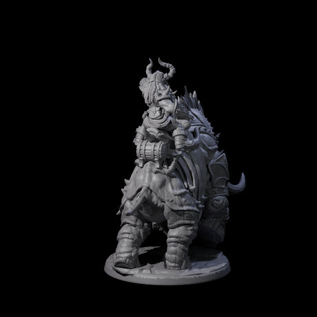 Berserker Dwarf riding Rhino D Miniature for Dungeons and Dragons, Pathfinder or other TTRPGs