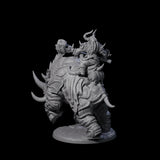Berserker Dwarf riding Rhino D Miniature for Dungeons and Dragons, Pathfinder or other TTRPGs
