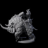 Berserker Dwarf riding Rhino D Miniature for Dungeons and Dragons, Pathfinder or other TTRPGs