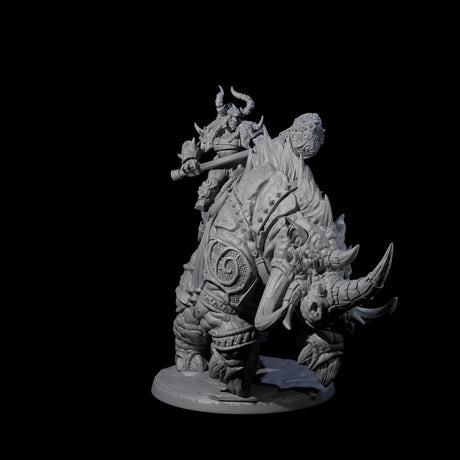 Berserker Dwarf riding Rhino D Miniature for Dungeons and Dragons, Pathfinder or other TTRPGs