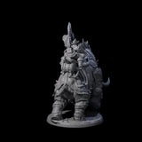 Berserker Dwarf riding Rhino D Miniature for Dungeons and Dragons, Pathfinder or other TTRPGs