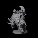 Berserker Dwarf riding Rhino D Miniature for Dungeons and Dragons, Pathfinder or other TTRPGs