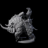 Berserker Dwarf riding Rhino D Miniature for Dungeons and Dragons, Pathfinder or other TTRPGs