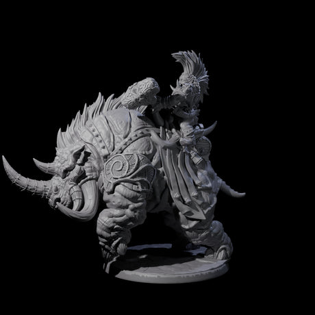 Berserker Dwarf riding Rhino D Miniature for Dungeons and Dragons, Pathfinder or other TTRPGs