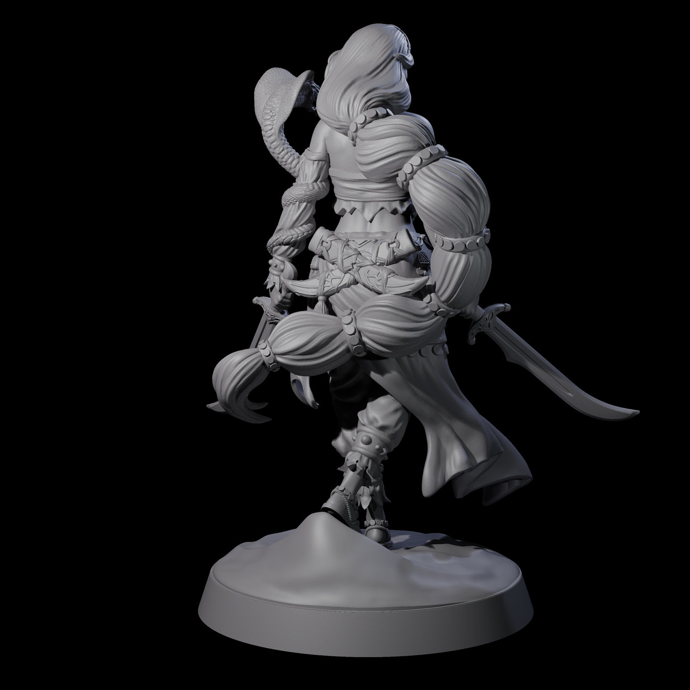 Big Hair Princess Miniature for Dungeons and Dragons, Pathfinder or other TTRPGs