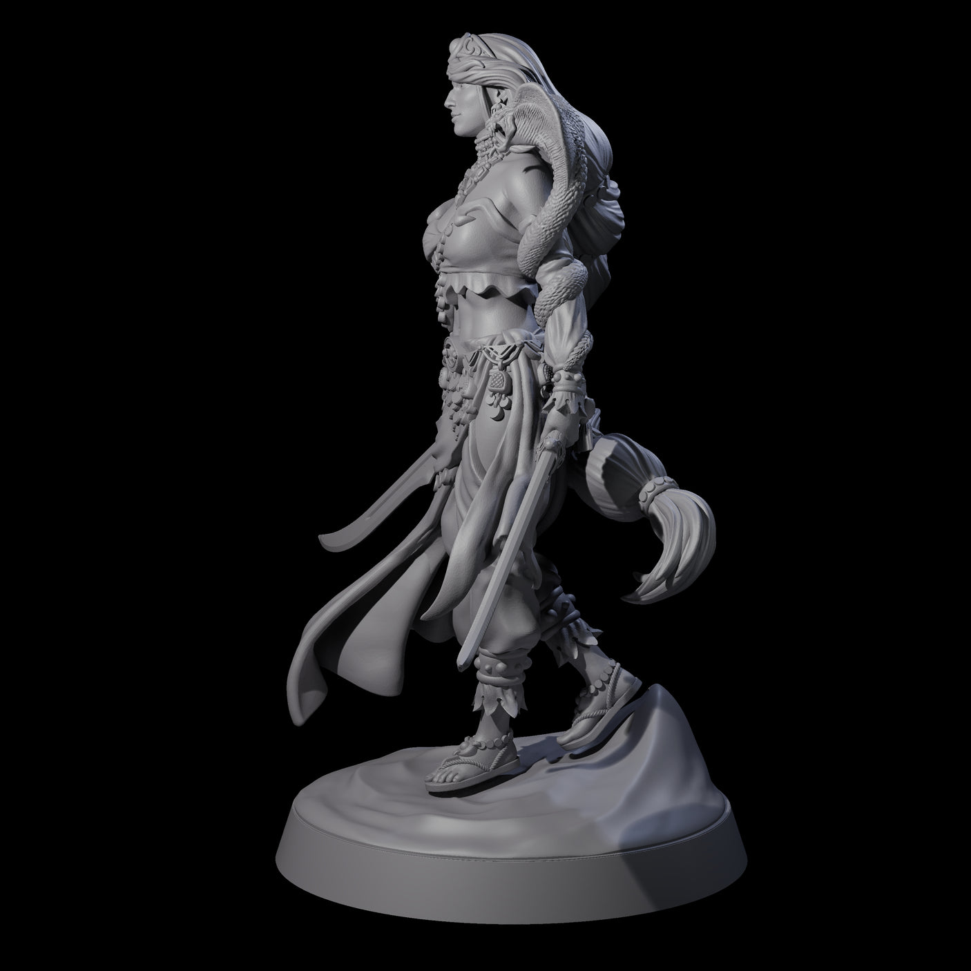 Big Hair Princess Miniature for Dungeons and Dragons, Pathfinder or other TTRPGs