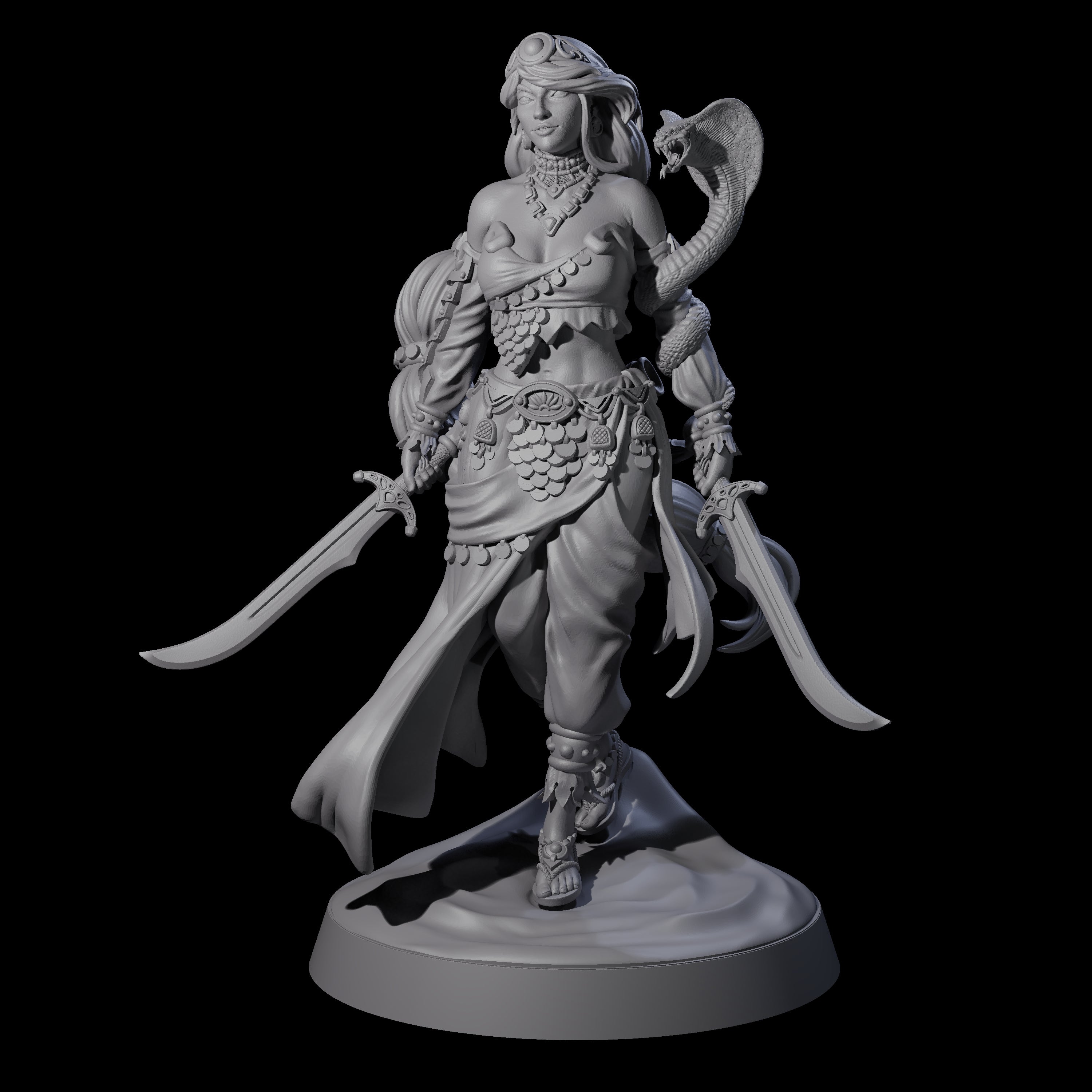 Big Hair Princess Miniature for Dungeons and Dragons, Pathfinder or other TTRPGs