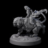 Big Hair Princess Riding a Shaggy Tiger Miniature for Dungeons and Dragons, Pathfinder or other TTRPGs