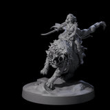 Big Hair Princess Riding a Shaggy Tiger Miniature for Dungeons and Dragons, Pathfinder or other TTRPGs