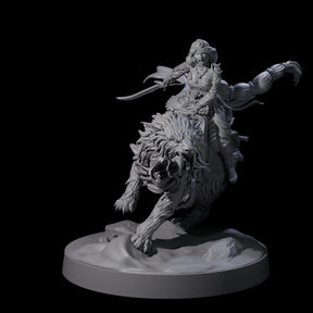 Big Hair Princess Riding a Shaggy Tiger Miniature for Dungeons and Dragons, Pathfinder or other TTRPGs