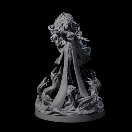 Big Hair Witch Queen Miniature for Dungeons and Dragons, Pathfinder or other TTRPGs