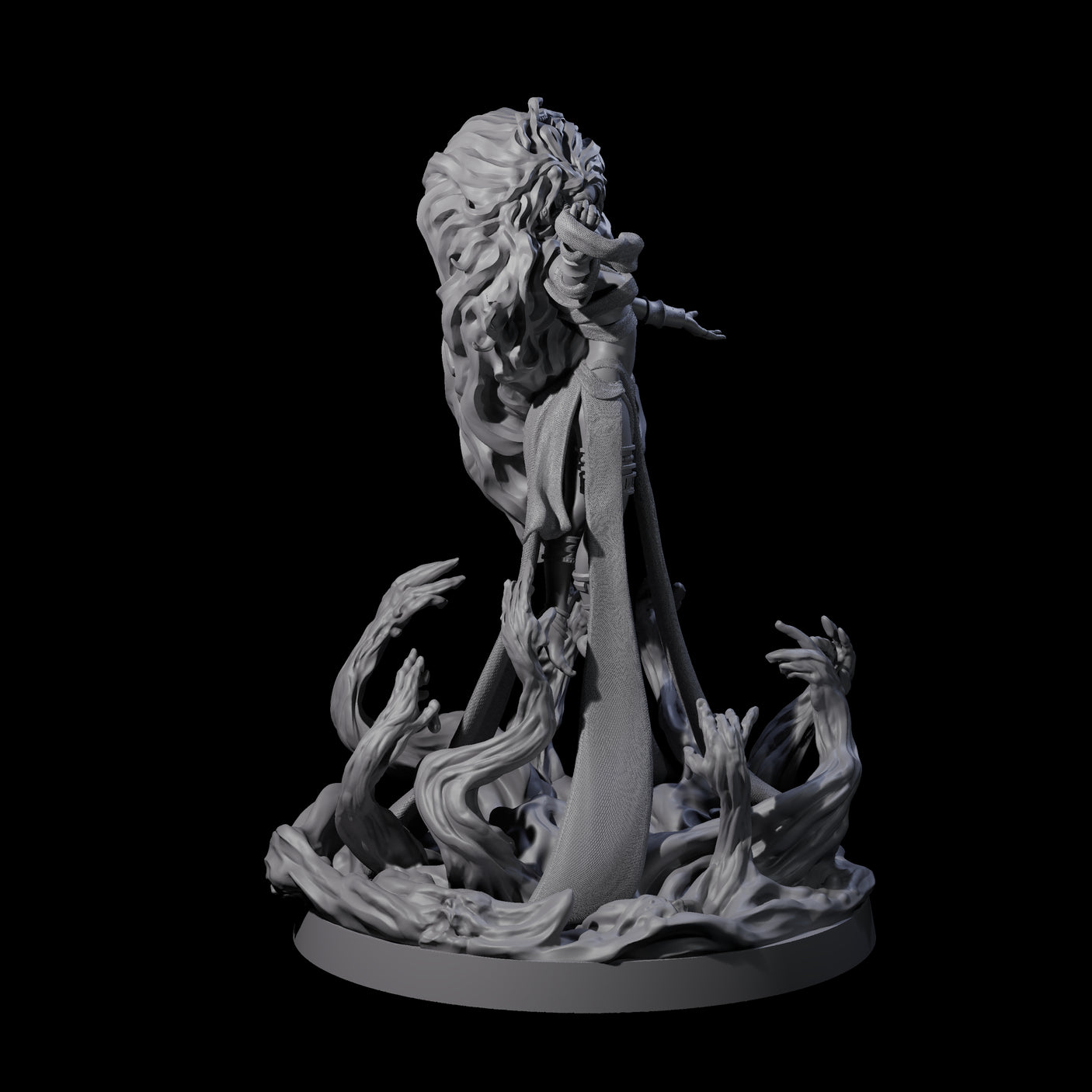 Big Hair Witch Queen Miniature for Dungeons and Dragons, Pathfinder or other TTRPGs