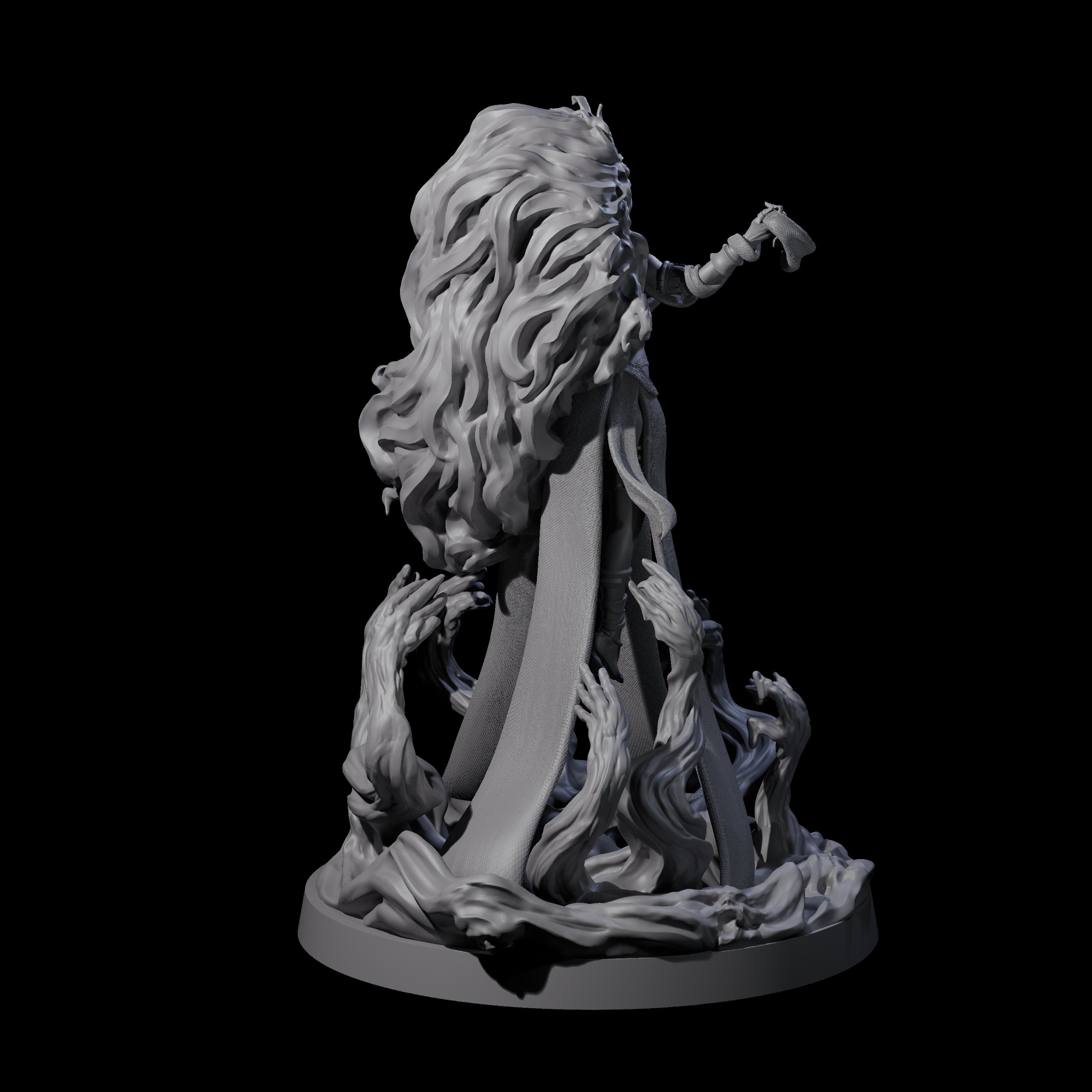 Big Hair Witch Queen Miniature for Dungeons and Dragons, Pathfinder or other TTRPGs