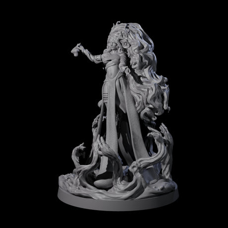 Big Hair Witch Queen Miniature for Dungeons and Dragons, Pathfinder or other TTRPGs