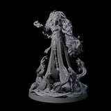 Big Hair Witch Queen Miniature for Dungeons and Dragons, Pathfinder or other TTRPGs