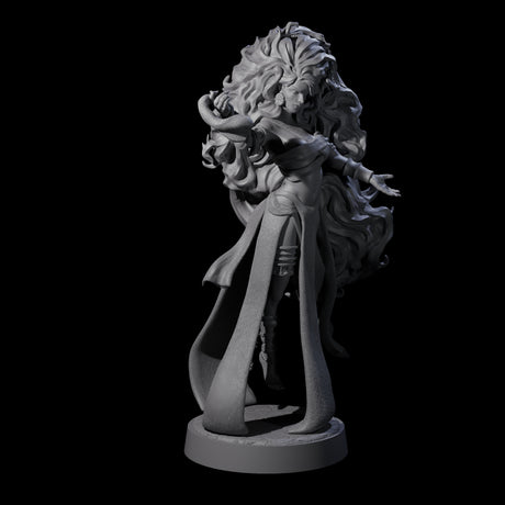 Big Hair Witch Queen Miniature for Dungeons and Dragons, Pathfinder or other TTRPGs