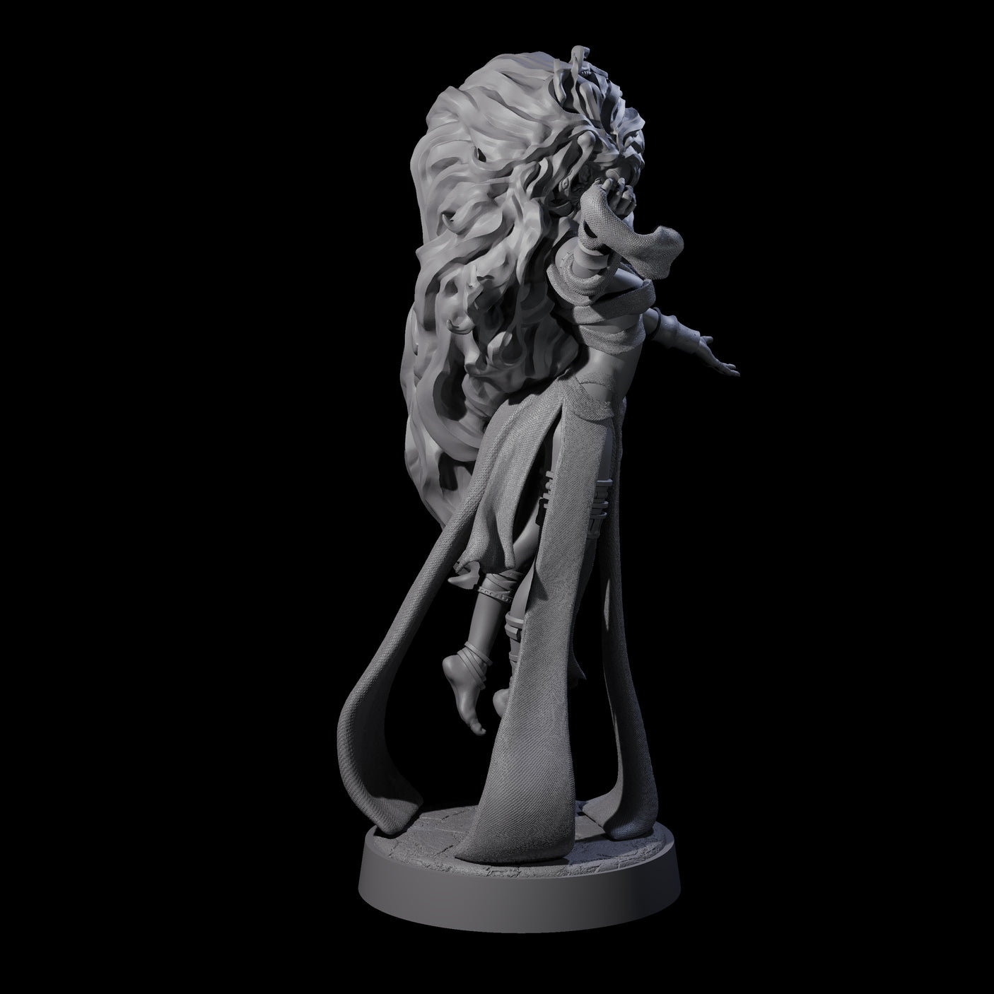 Big Hair Witch Queen Miniature for Dungeons and Dragons, Pathfinder or other TTRPGs