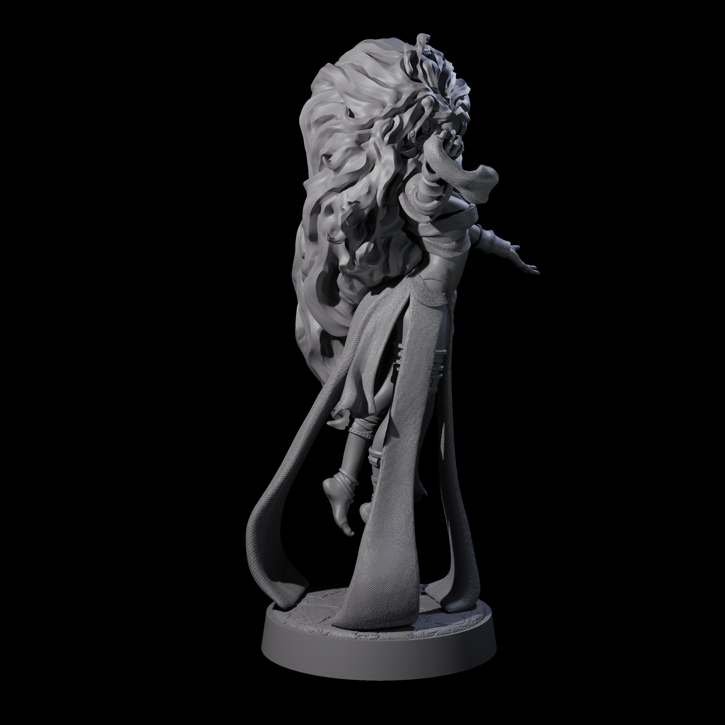 Big Hair Witch Queen Miniature for Dungeons and Dragons, Pathfinder or other TTRPGs
