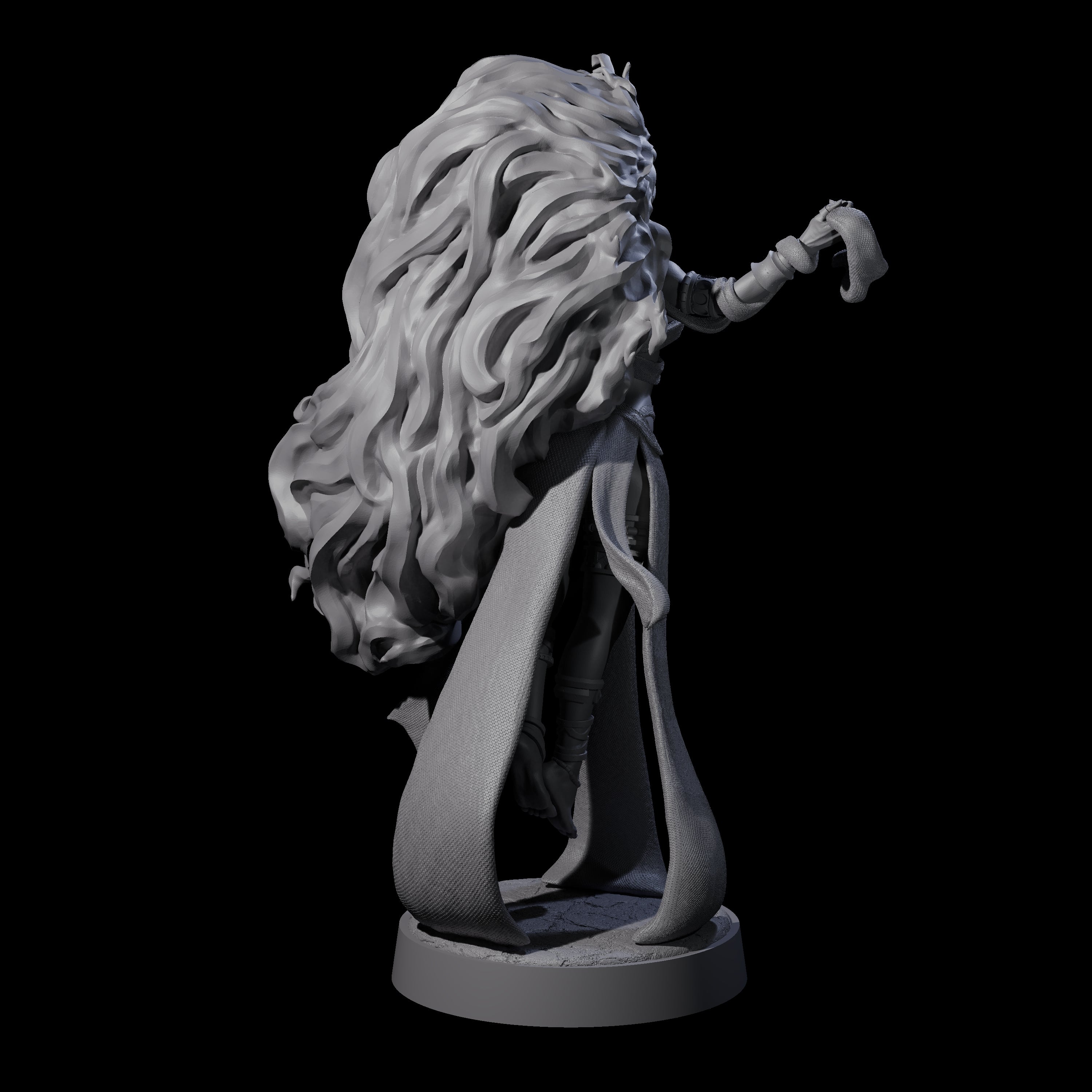 Big Hair Witch Queen Miniature for Dungeons and Dragons, Pathfinder or other TTRPGs