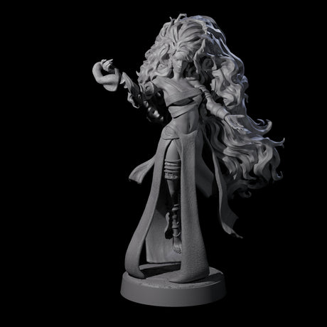 Big Hair Witch Queen Miniature for Dungeons and Dragons, Pathfinder or other TTRPGs