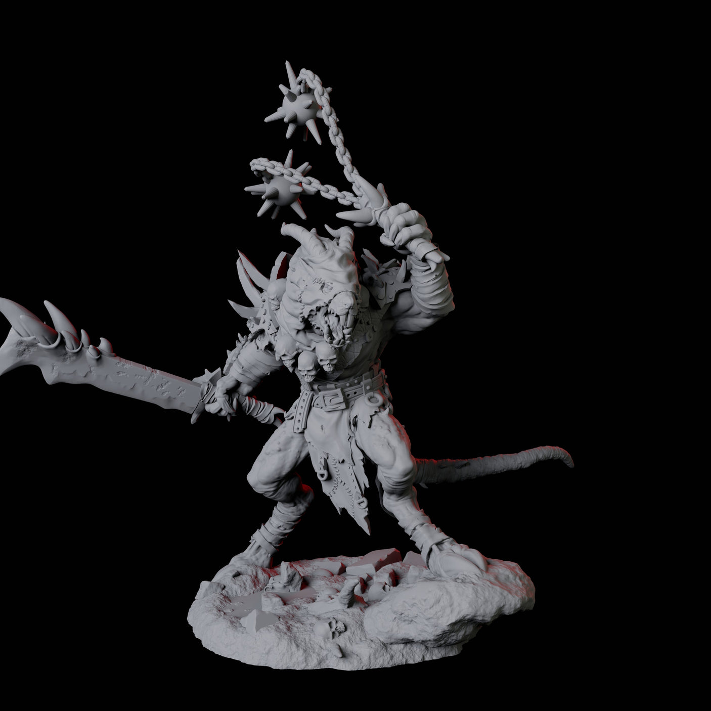 Blackfang Mutant Ratfolk C Miniature for Dungeons and Dragons, Pathfinder or other TTRPGs