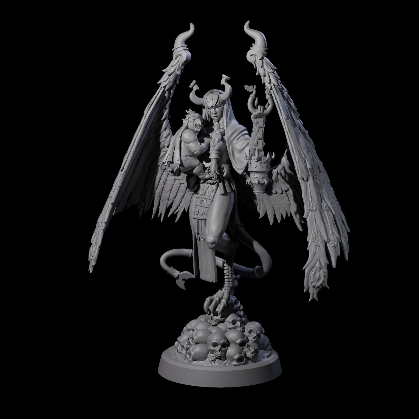 Blasphemous Demon Priestess Miniature for Dungeons and Dragons, Pathfinder or other TTRPGs