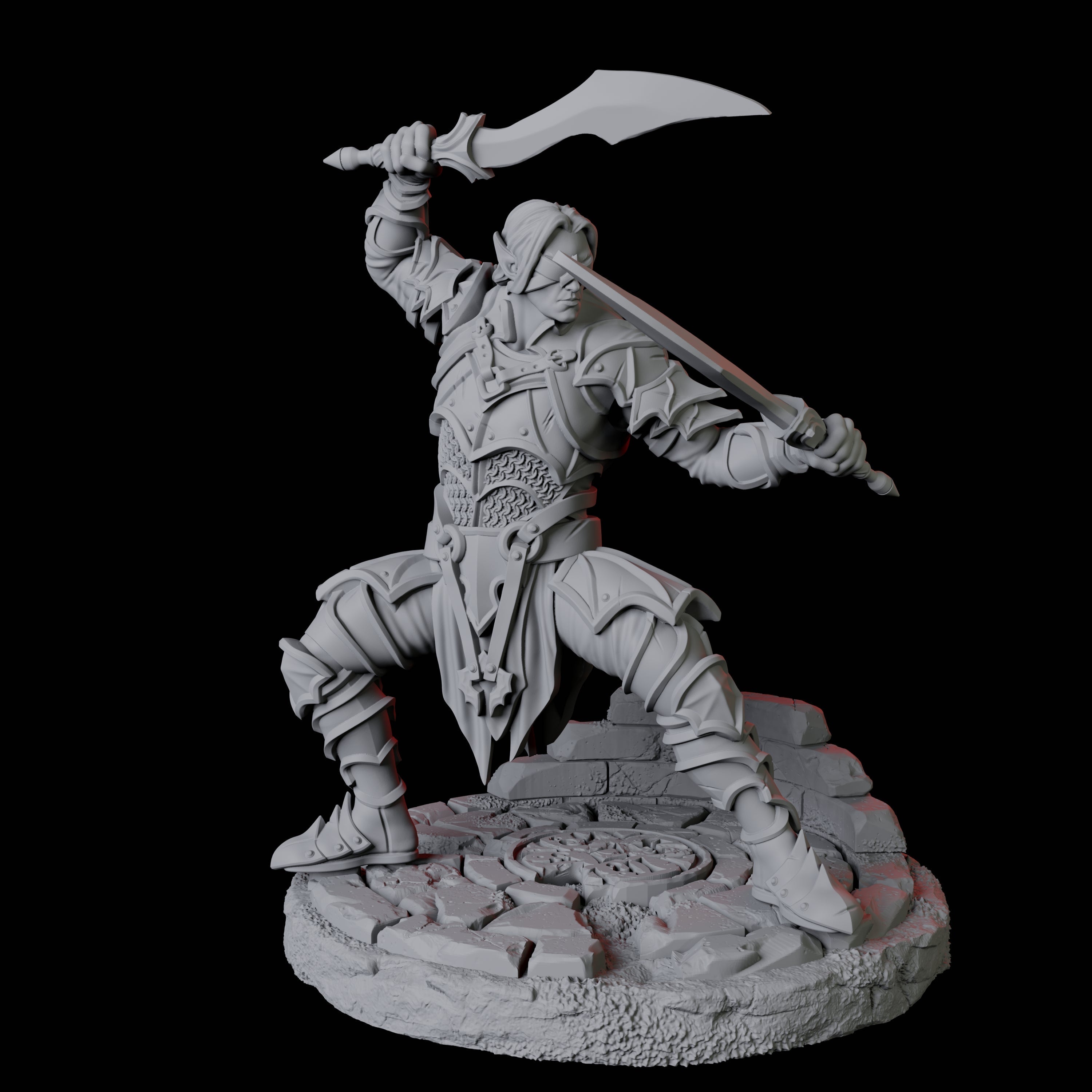 Blind Sword Warrior B Miniature for Dungeons and Dragons, Pathfinder or other TTRPGs