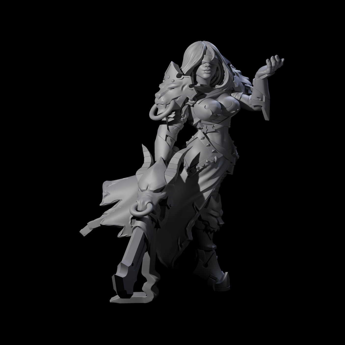 Blinded Dragon Guard Fighter Miniature for Dungeons and Dragons, Pathfinder or other TTRPGs