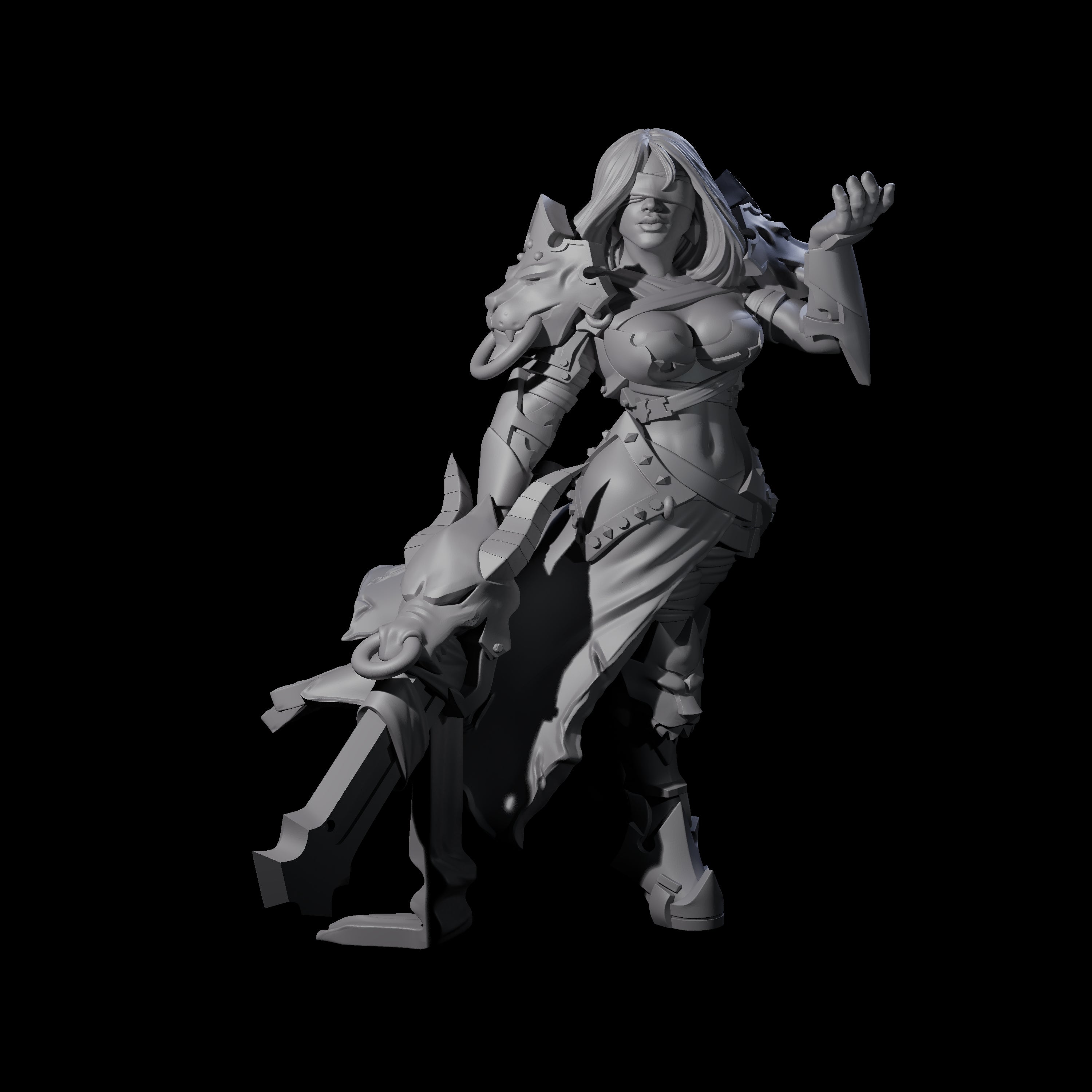 Blinded Dragon Guard Fighter Miniature for Dungeons and Dragons, Pathfinder or other TTRPGs