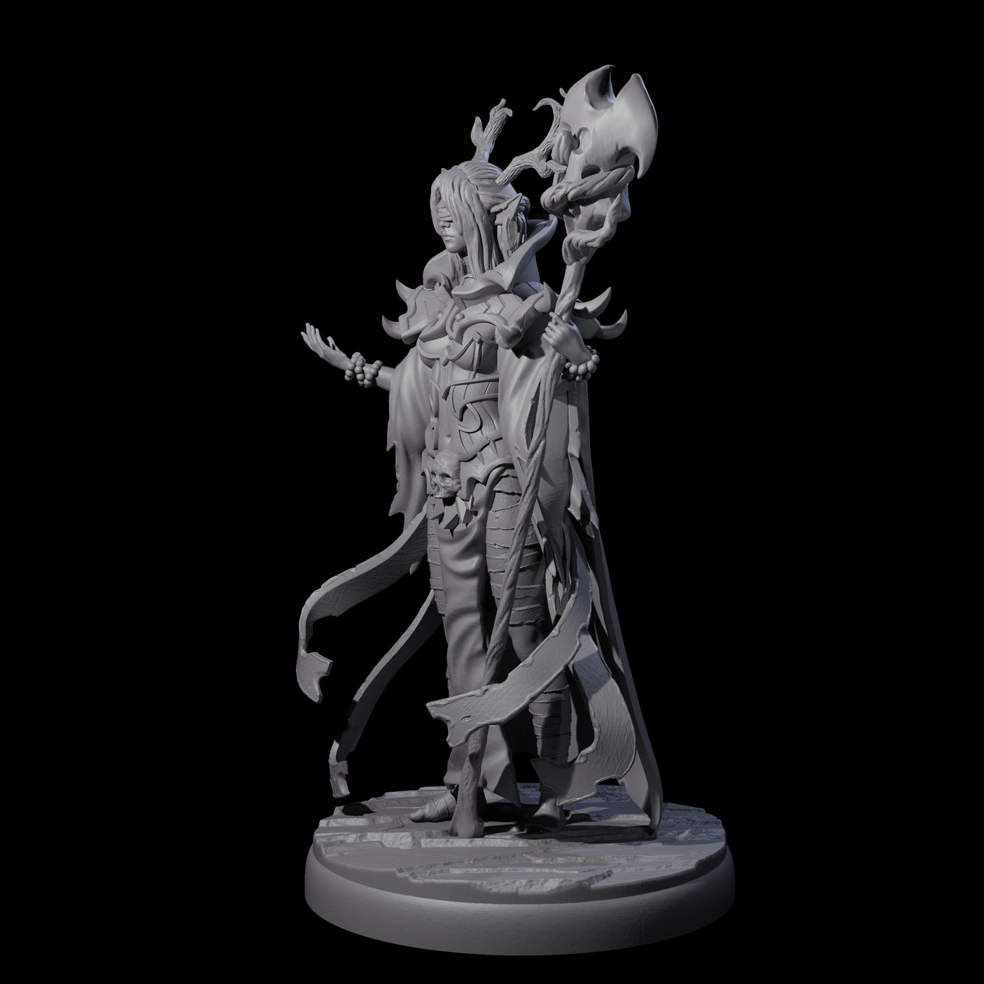 Blindfolded Dark Elf Witch A Miniature for Dungeons and Dragons, Pathfinder or other TTRPGs