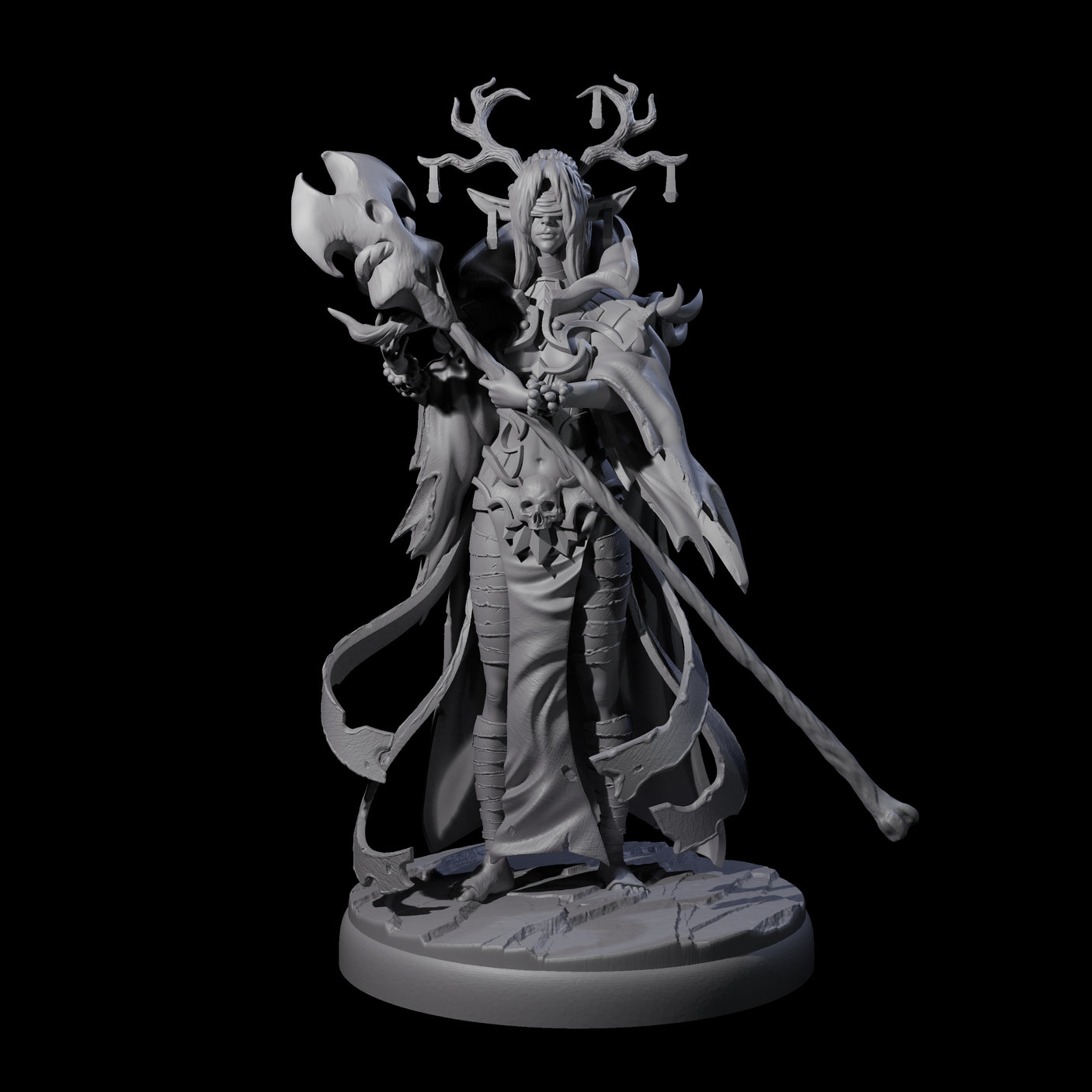 Blindfolded Dark Elf Witch Coven Miniature for Dungeons and Dragons, Pathfinder or other TTRPGs
