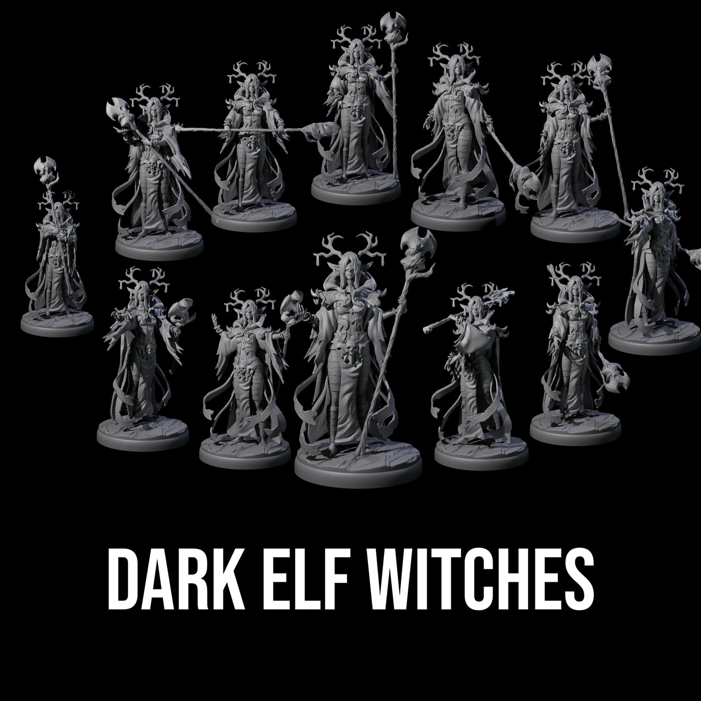 Blindfolded Dark Elf Witch Coven Miniature for Dungeons and Dragons, Pathfinder or other TTRPGs