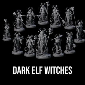 Blindfolded Dark Elf Witch Coven Miniature for Dungeons and Dragons, Pathfinder or other TTRPGs