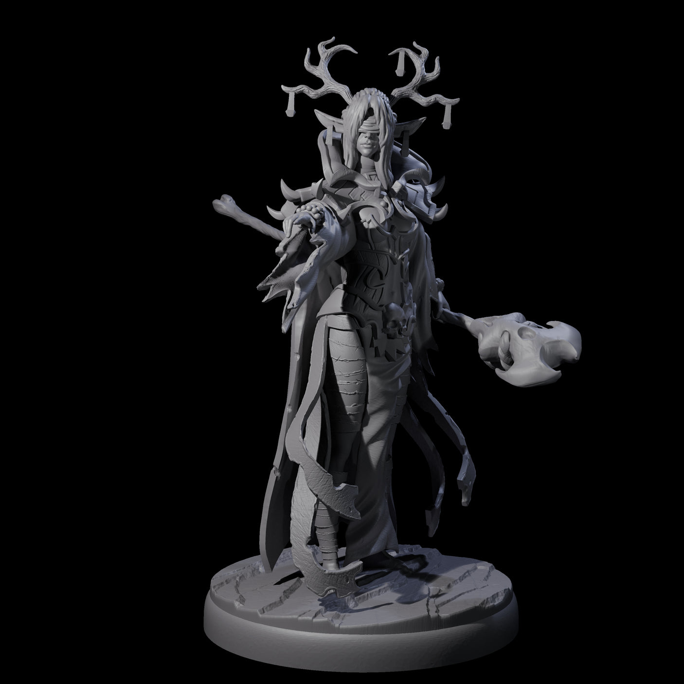 Blindfolded Dark Elf Witch E Miniature for Dungeons and Dragons, Pathfinder or other TTRPGs