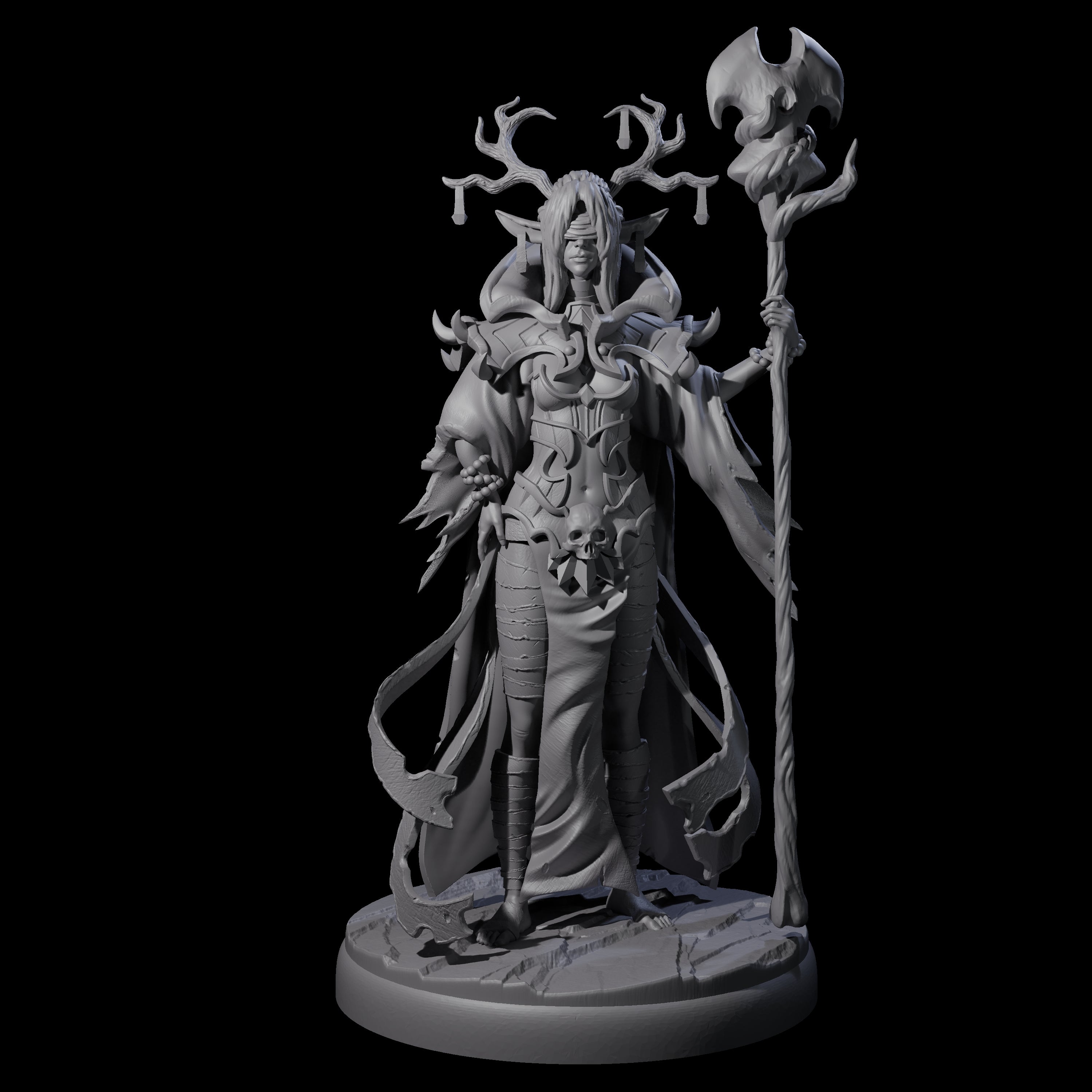 Blindfolded Dark Elf Witch H Miniature for Dungeons and Dragons, Pathfinder or other TTRPGs