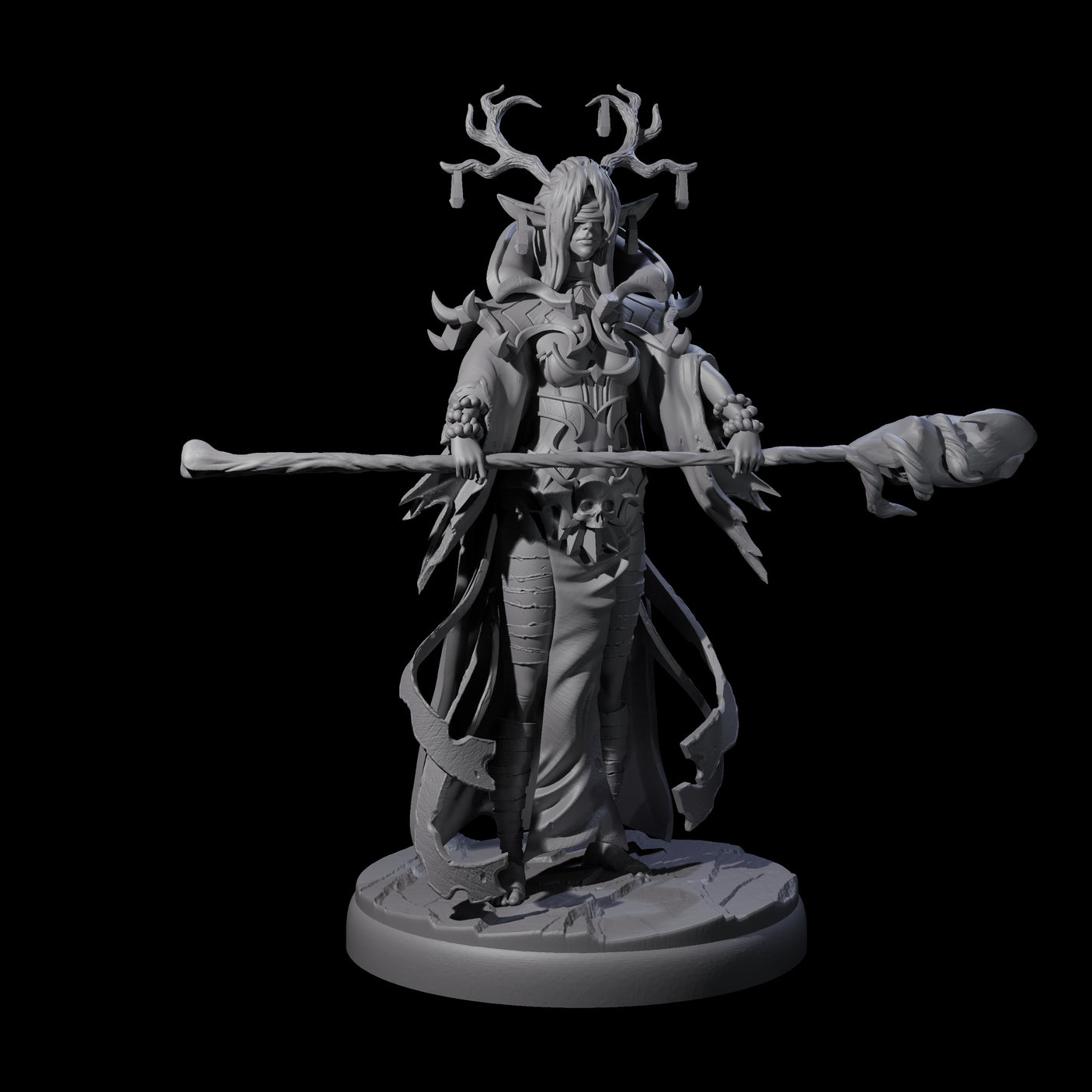 Blindfolded Dark Elf Witch I Miniature for Dungeons and Dragons, Pathfinder or other TTRPGs