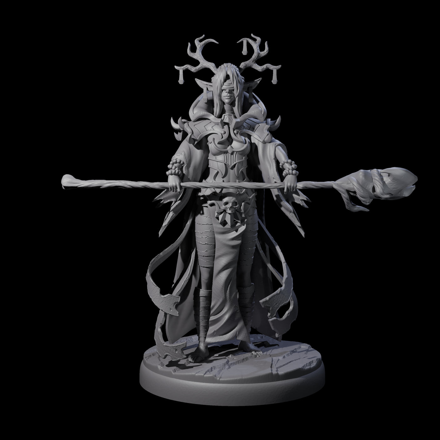 Blindfolded Dark Elf Witch I Miniature for Dungeons and Dragons, Pathfinder or other TTRPGs