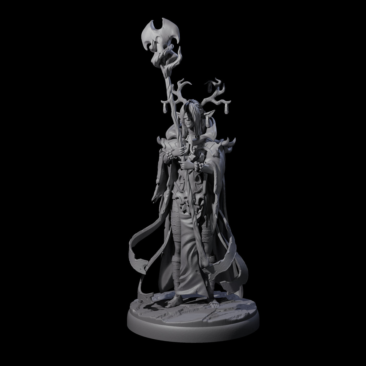 Blindfolded Dark Elf Witch K Miniature for Dungeons and Dragons, Pathfinder or other TTRPGs