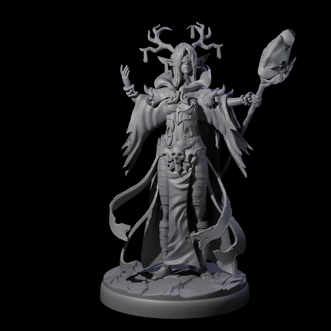 Blindfolded Dark Elf Witch L Miniature for Dungeons and Dragons, Pathfinder or other TTRPGs